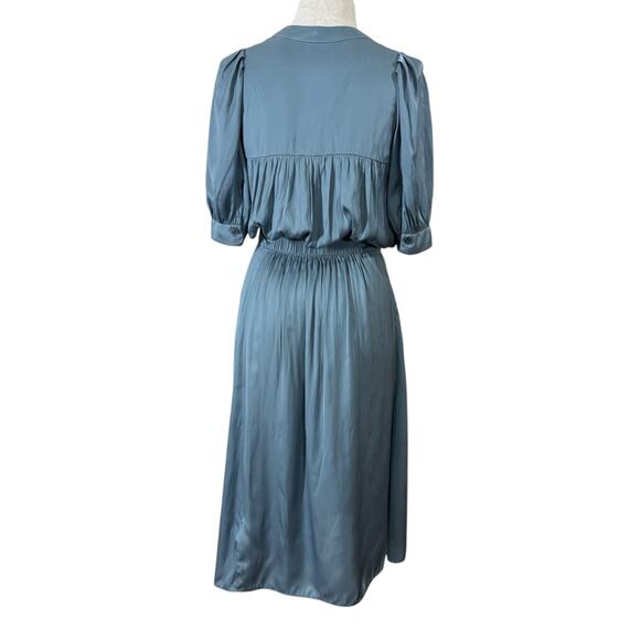 Zadig & Voltaire Size XS Ralia Satin Midi Dress Blue Elegant Special Occasion - Picture 6 of 11